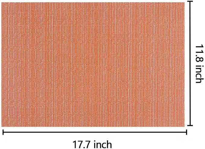 AHHFSMEI Placemats Set of 4 Washable Woven Vinyl Placemats for Dining Table Heat Resistant Non-Slip Stain Resistant Table Mats for Kitchen & Home Decor(Multi Orange,4)