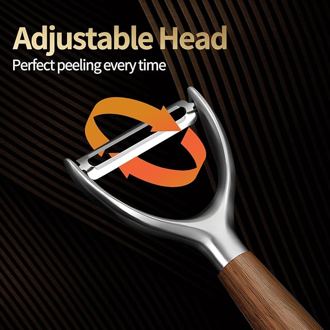 Premium 304 Stainless Steel Y-Shaped Potato Peelers with Ultra Sharp Blades, Heavy-Duty Fruit Peeler with Comfort Real Wood Handle, 10X Durable Vegetable Peeler, No Rust