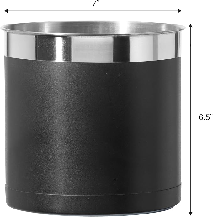 Oggi Steel Holder Utensil Crock, Jumbo, Black - 7'' (7211.3)