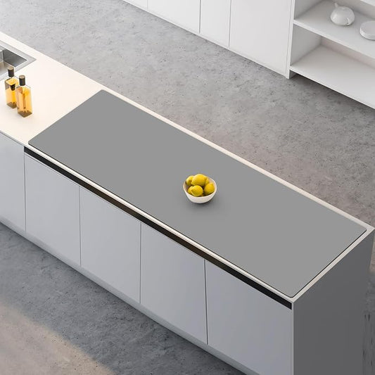 Large Silicone Mats, 78.7”x15.7” Extra Large Silicone Heat Resistant Mat, Countertop Protector, Nonstick Waterproof Mats for Kitchen Counter, Shipped Rolled Up Kitchen Counter Mat, Light Gray