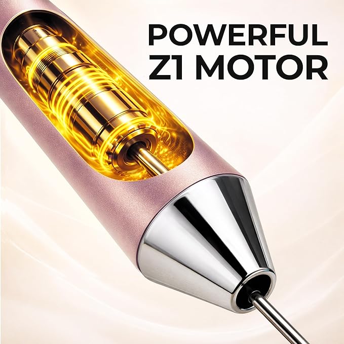 Zulay Kitchen Rechargeable Milk Frother Handheld - Frother Wand, Drink Mixer, Electric Whisk Frother, for Cappuccinos, Matcha & Protein Powder - Ultra Metal 3 Whisk, 1800mAh Pink