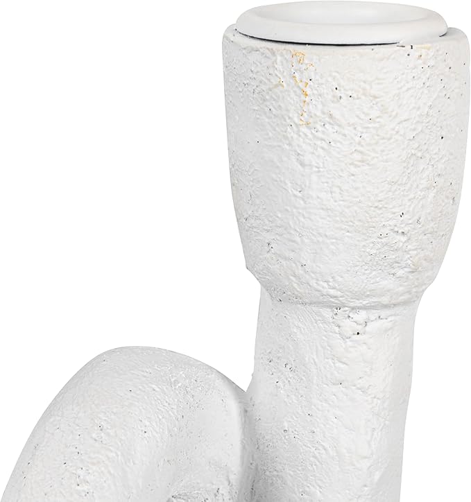 Modern Sculptural Double Taper Candle Holder, White