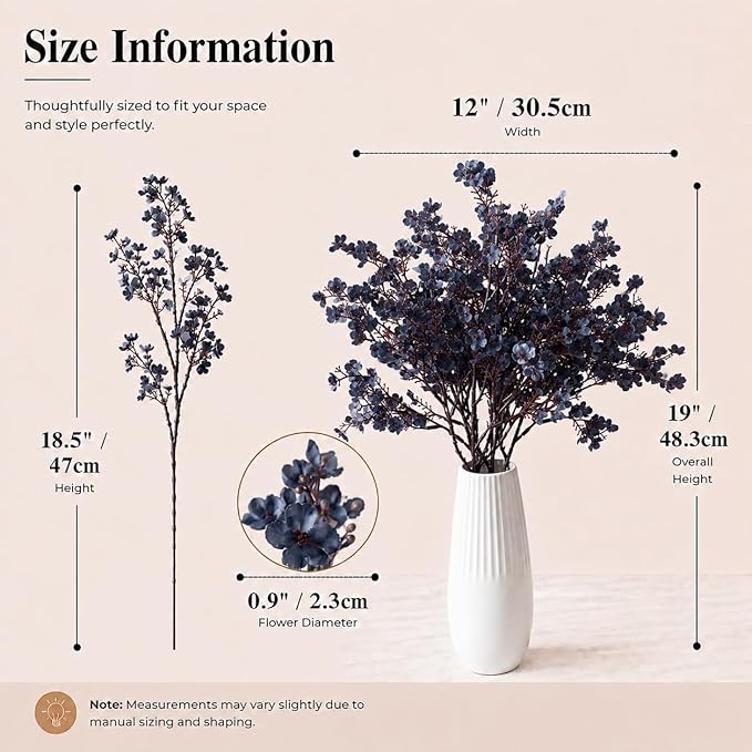 Mandy's Dusty Blue Artificial Baby’s Breath Flowers 6 Bundles Silk Gypsophila, 18.5 Inch European Style Modern Home Decor Centerpiece, Neutral Wedding Flower Arrangements