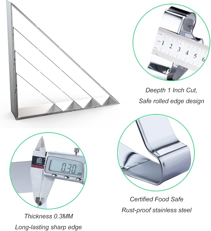 45/90 Degree Triangle Cookie Cutter Set - 5 inch, 4 inch, 3 inch, 2 inch - Half Square Right Angle Triangle Geometric Frame Plaque Cookie Cutters Shapes Molds - Stainless Steel