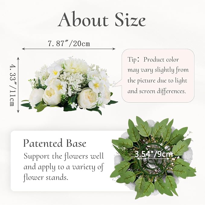 Flower Balls Centerpieces for Tables: 2 PCS White Flowers for Centerpieces Floral Arrangements Centerpiece for Wedding Party Celebration Home