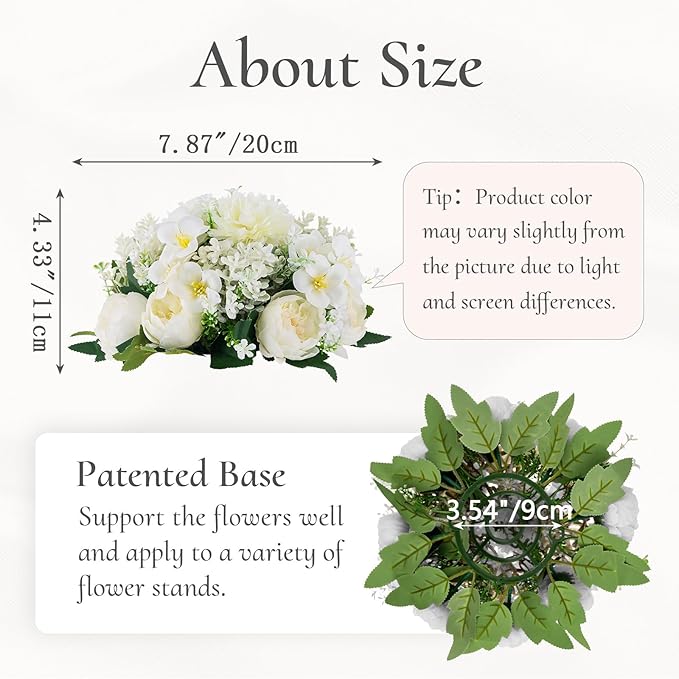 Flower Balls Centerpieces for Tables: 10 PCS White Flowers for Centerpieces Floral Arrangements Centerpiece for Wedding Party Celebration Home