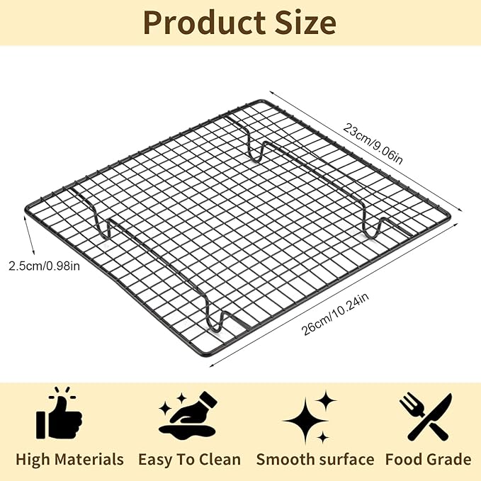 Cooling Rack For Baking, Metal Kitchen Baking Cooling Rack Stainless Steel Wire Cookie Rack Wire Cooling Rack for Cake, Biscuit, Bread 26x23x2.5cm