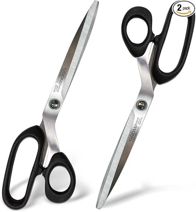 2.2T Stainless Blade Kitchen Scissors - 9.6in x 2Pack | Korean Style Sharp Heavy Duty All Purpose Kitchen Shears for Cooking Food | Barbecue Kalbi Rib Meat Cutting Dishwasher Safe (GG153, Black)