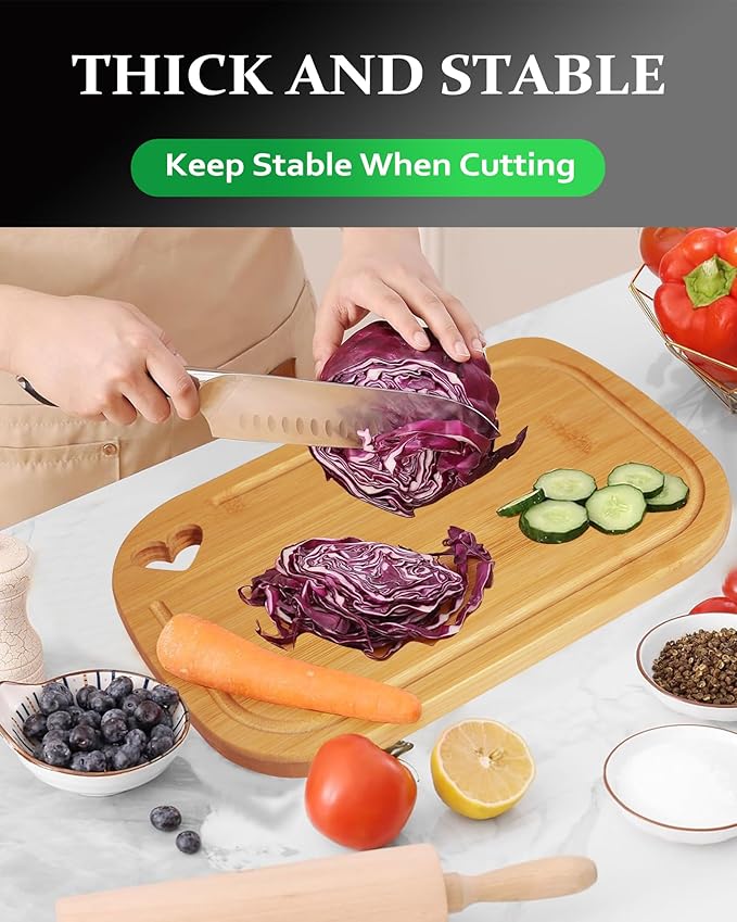 Small Wooden Cutting Board, Mini Light weight Wooden Cutting Board, with Juice Grooves, Thick Chopping Board for Meat, Kitchen Gadgets Gift, Mothers Day Gifts