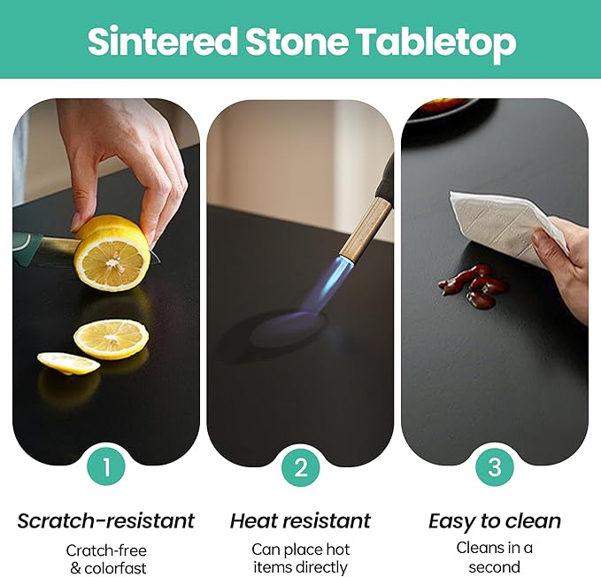 31.5" Lazy Susan Turntable – 360° Sinteredstone Silent Anti-Slip Turntable, Table Top Centerpiece for Kitchen, Pantry, Spice Rack, Refrigerator & Dining Table, Black