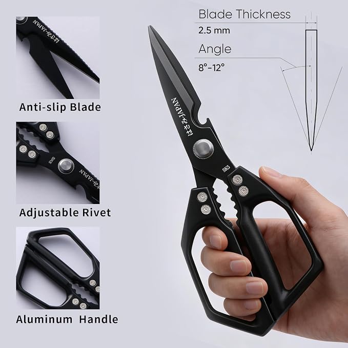 Kitchen Scissors for Food, Heavy Duty Kitchen Shears All Purpose, Japanese Poultry Shears, Meat Cutting Scissors, Chicken Scissor, Cooking Gifts for Men Women