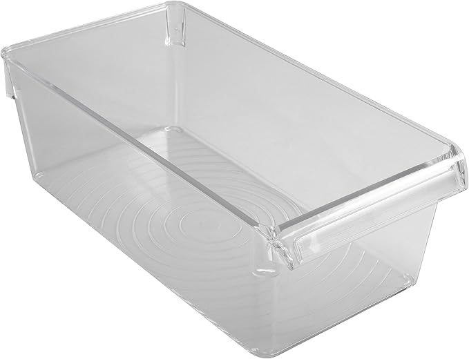 Kitchen Details 2 Pack Medium Refrigerator Storage Bin | Fridge & Freezer | Kitchen Organization | Stainless Steel Handle | Countertop | Cabinets | Pantry | Clear
