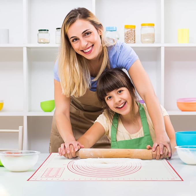 Silicone Baking Mat, 16" x 24" - Non-Slip Pastry Mat for Rolling Dough, Pie Crust & Fondant, Oven Liner with Measurement