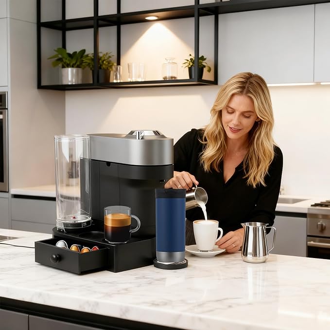 Riser Stand for Nespresso Vertuo Pop+, with Coffee Pod Drawers Organizer - Elevated Base Fits Tall Mugs (Up to 7.48" H), Coffee Station for YETI Rambler & Stanley 20oz Cups - For Pop+ ONLY (Not Pop)