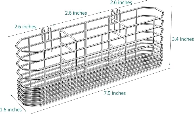 NiuYichee 304 Stainless Steel Utensil Holder, Dish Drying Rack, kitchen Utensil Organizer, Knife and Fork Drainage Rack, Kitchen Drainage Basket Accessories, With Hooks, Rust Proof, Color-Silver