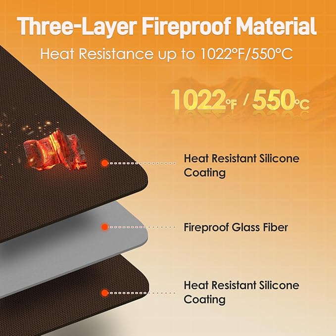 Heat Resistant Mat for Air Fryer, 16 x 24in Heat Resistant Mat for Countertop, Fireproof Silicone Countertop Protector Appliance Slider for Air Fryer, Coffee Maker, Toaster, Oven - Brown