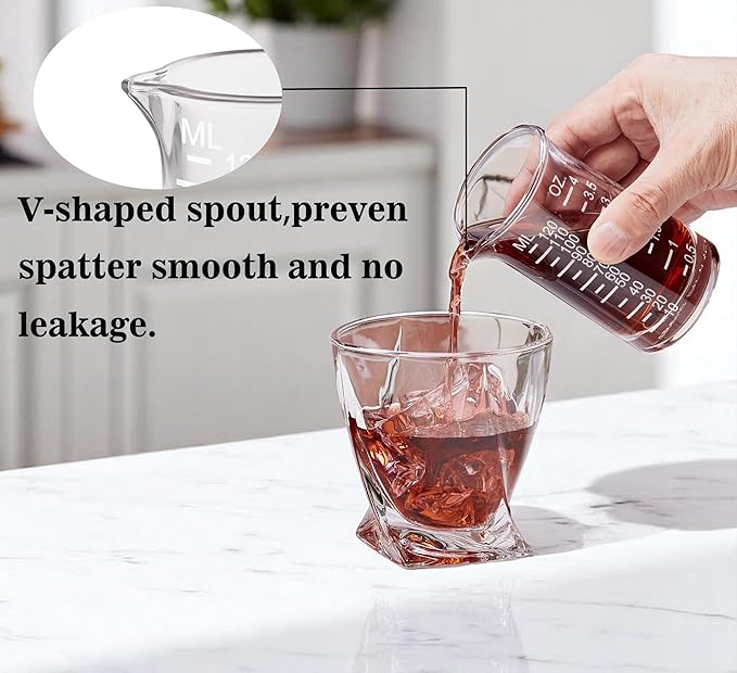 Ackers Shot Glass Etching Scale Measuring Cup 4 Ounce/120ML Liquid Heavy High Espresso Glass Cup,V-Shaped Spout