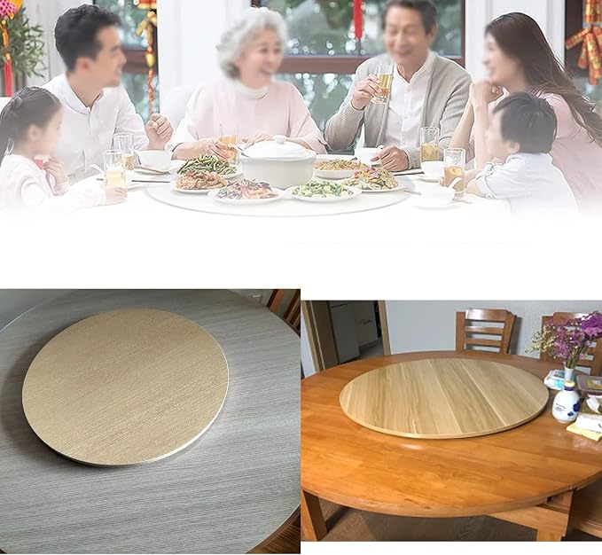 Lazy Susan Large Wooden Turntable Round 20in-39in, Manual Rotating Turntable - Wooden Lazy Susans Swivel Serving Tray - For Kitchen Dining Table Swivel Plate, Easy To Clean (Color : Wood, Size : Ø10