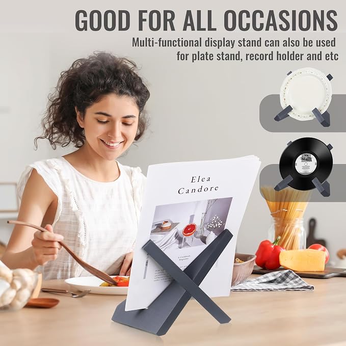 Cookbook Stand for Kitchen, Recipe Book Holder for Kitchen Counter, Wooden Cookbook Holder, Rustic Cook Book Stand