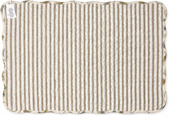 C&F Home Bailey Vintage Quilted 100% Cotton Set of 6 Placemats 13" x 19" Versatile Floral Spring Springtime Fall Autumn Harvest Jacobean Kitchen Tabletop Reversible Machine Wash Scalloped Decor
