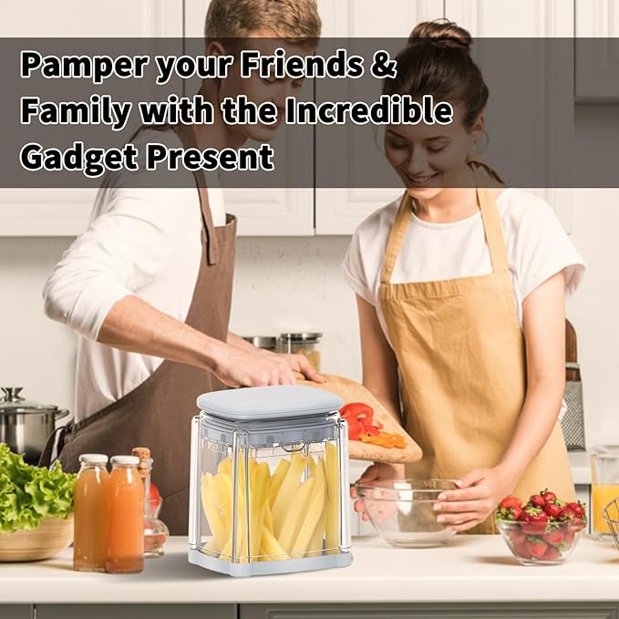 French Fry Cutter, Solucky Potato Onion Cutter, Professional Homestyle Vegetable Chopper Dicer, Great for Potatoes Carrots Cucumbers Zucchini Pepper (Light Blue)