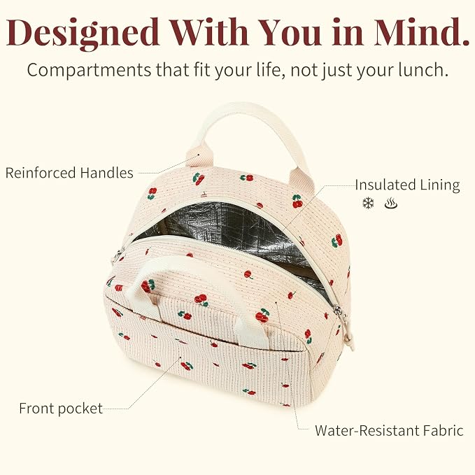 LOVELYWIND Lunch Box for Women Cute Lunch Bags for Women Lunch Tote Bags Reusable Insulated Lunch Box Large Capacity Reusable Insulated Cooler for Work or Travel Gifts or Beach