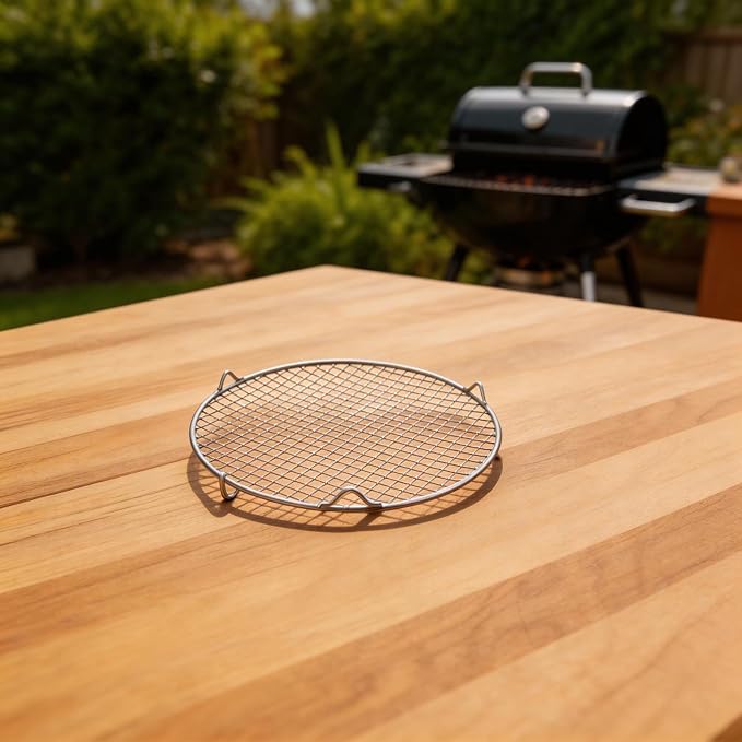 Round Cooling Rack 201 Stainless Steel Wire Oven Grill Sheet, 1.8mm Thick Border with 3 Legs for Baking, Grilling, Steaming, Drying Pies Cakes Pizza, Easy to Clean Silver Kitchen Tool(30.5cm)