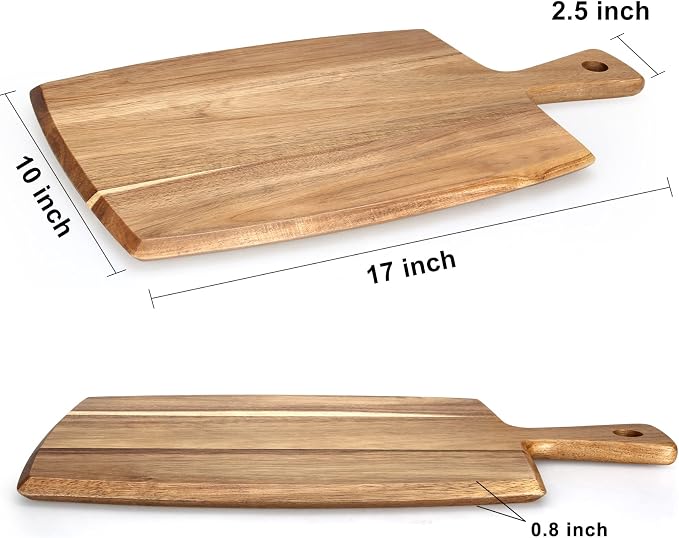 Acacia Wood Cutting Board with Handle Large Charcuterie Boards Wooden Chopping Board Decorative Big Cutting Boards for Kitchen Meat Teak Bread Cheese Board Platter Butcher Block Food Serving Tray