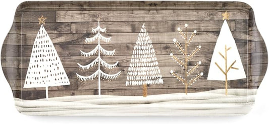 Pimpernel Wooden White Christmas Sandwich Tray - Brown