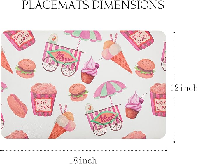 Placemats Set of 4-Waterproof Heat Resistant Non-Slip Washable Table Mats for Dining Table,12 x 18 inch Fun