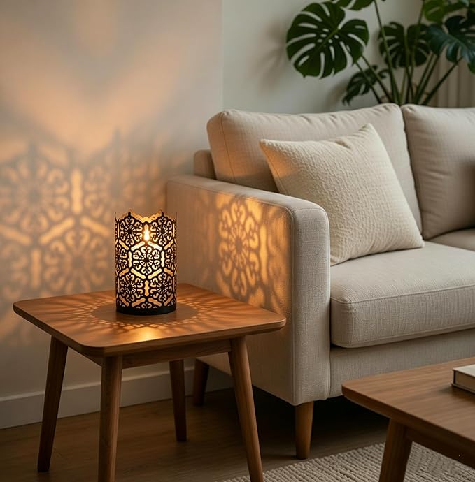 Hosley 7 Inch High Cut Bronze LED Votive Tealight Holder Lantern Intricate Floral Design for Timeless Elegance and Cozy Illumination in Stylish Home D cor Elevate Your Ambiance