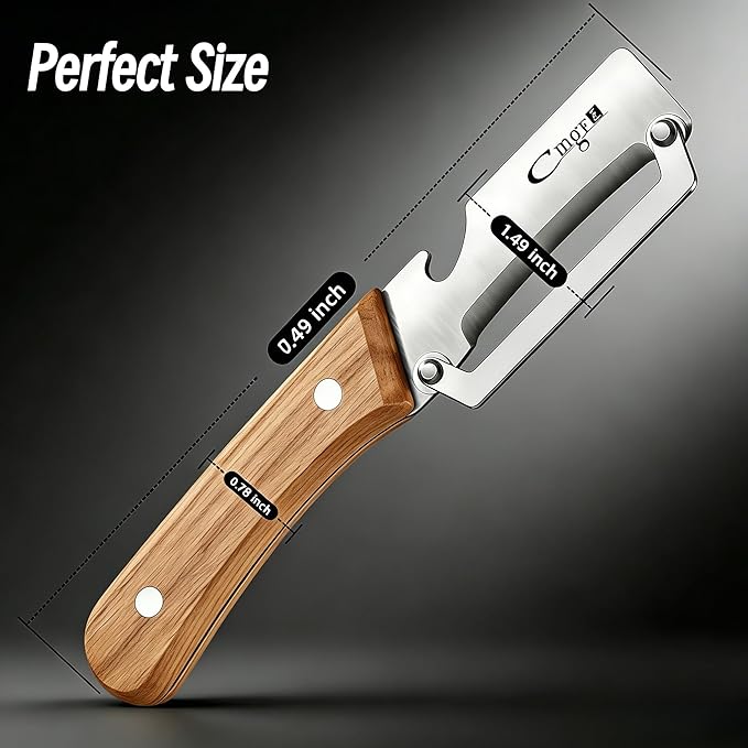 Multifunctional Vegetable Peeler, Stainless Steel Wooden Handle 2 in 1 with Bottle Opener for Kitchen Fruit Potato Apple Carrot