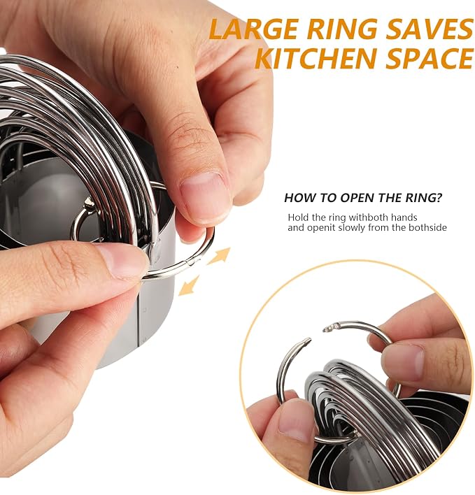 Cookie Cutters (5 Pieces/Set),Round Biscuit Cutter Set with Handle and Big Ring, Professional Baking Dough Cutter Tools for Cakes, Sandwiches, Donuts, Dumplings