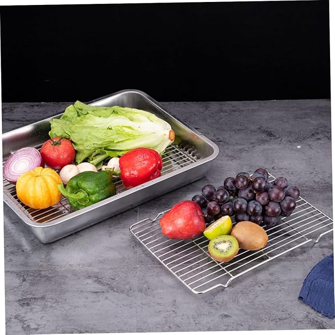 Zerodeko 1pc Stainless Steel Cooling Rack and Roasting Holder for Baking Multi-purpose Kitchen Tool for Cooling Cakes Barbecue and Drying Vegetables