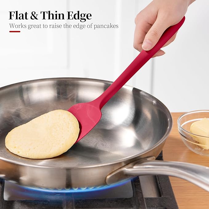 Silicone Spoon Spatulas Set, 600ºF Heat-Resistant BPA-Free Non-Stick Rubber Spoonulas Kitchen Baking Cooking Spoons Versatile for Scooping, Mixing, Stirring, Serving (Set of 3, Multi-5)
