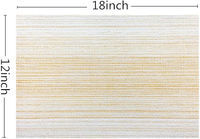 Placemat,Blending Color Durable Woven Vinyl Placemat Washable Heat-Resistant Anti-Skid Kitchen Dining Table Mats (Set of 6, Yellow with White)