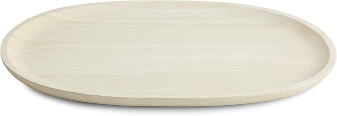 Woodard & Charles 18-Inch Whitwash Oval Tray, Whitewash Wood Extra Large, 12" x 18"