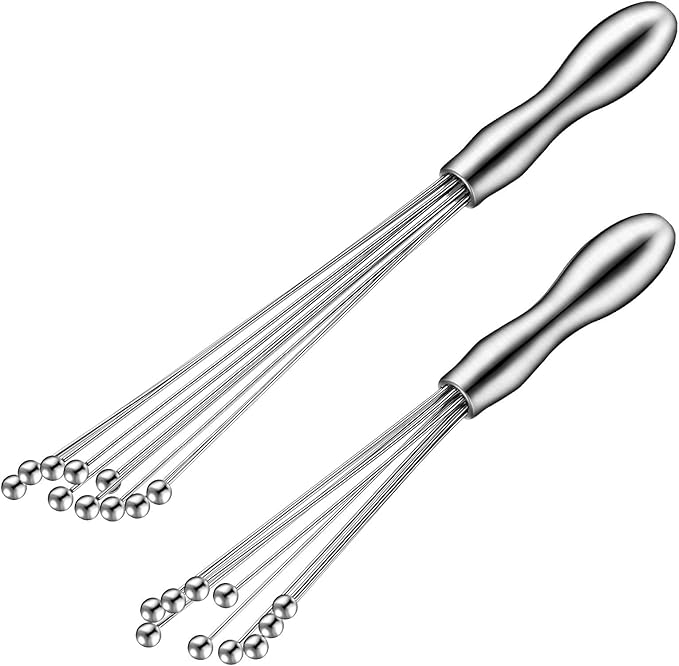 Patelai 2 Pieces Ball Whisk Set 10-Inch and 12-Inch Stainless Steel Ball Whisk Wire Egg Whisks for Cooking, Blending, Whisking, Beating, Stirring(10 Inch, 12 Inch)