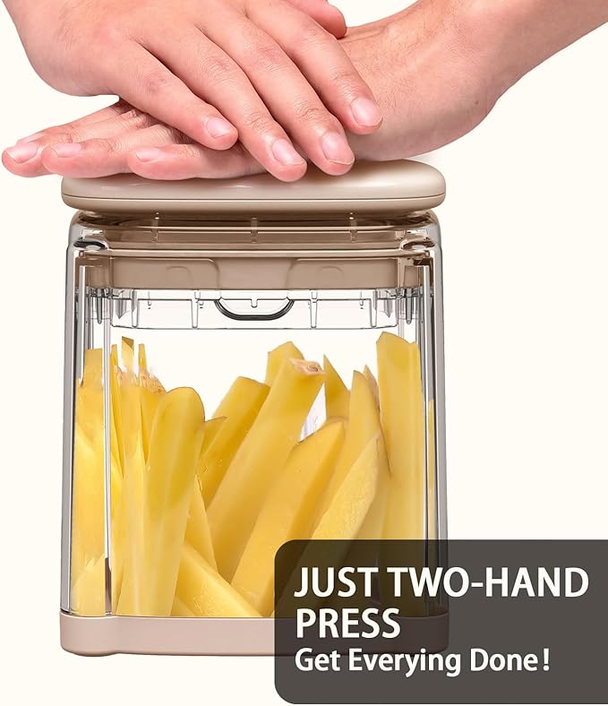 French Fry Cutter, Solucky Potato Onion Cutter, Professional Homestyle Vegetable Chopper Dicer, Great for Potatoes Carrots Cucumbers Zucchini Pepper (Apricot Pink)