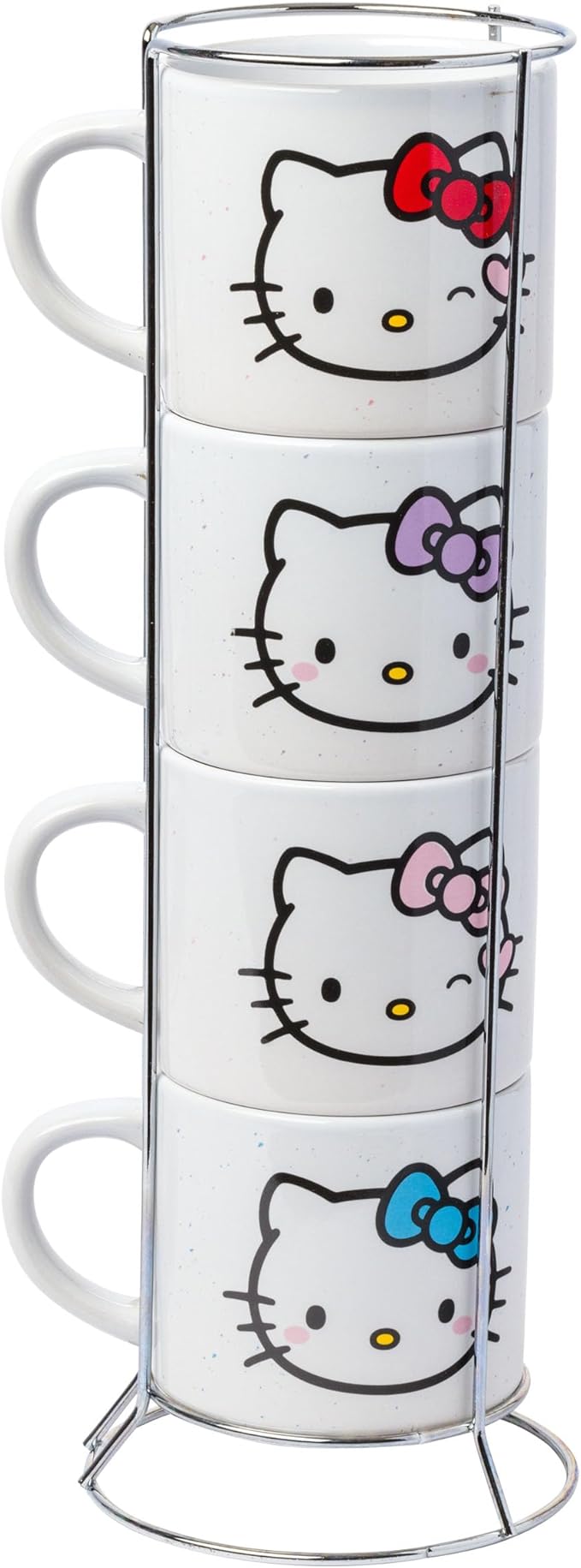 Silver Buffalo Sanrio Hello Kitty Faces and Hearts 4pc Ceramic Mug Stack Set, 10 Ounces