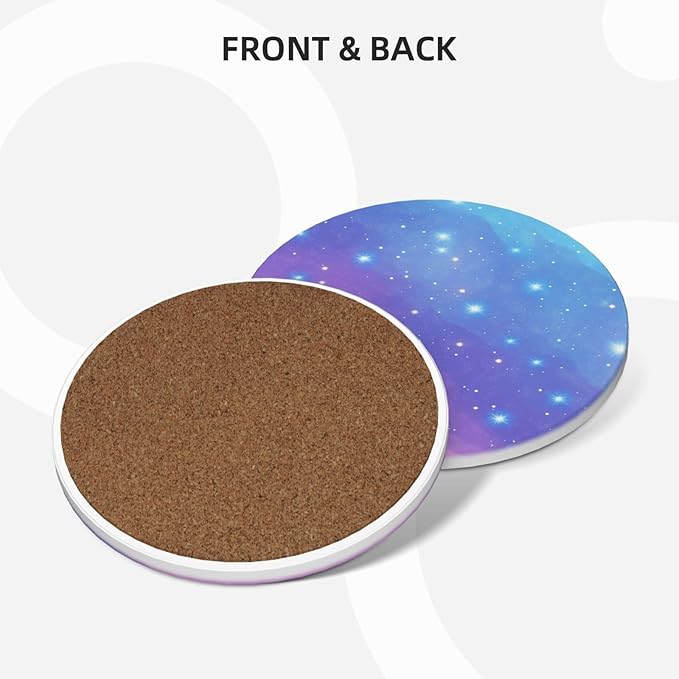 Blue Purple Galaxy Coasters Set of 4 Absorbent Ceramic Coasters for Drinks Modern Cup Coaster with Cork Backing Cute Stone Coaster Housewarming Gifts 4.1 Inches