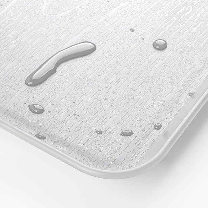 2PC White Serving Trays with Handles, 16 x 11.2 inch Rectangular Non Skid Multi-Purpose Plastic OttomanTray for Restaurant, Parties, Coffee Table, Kitchen