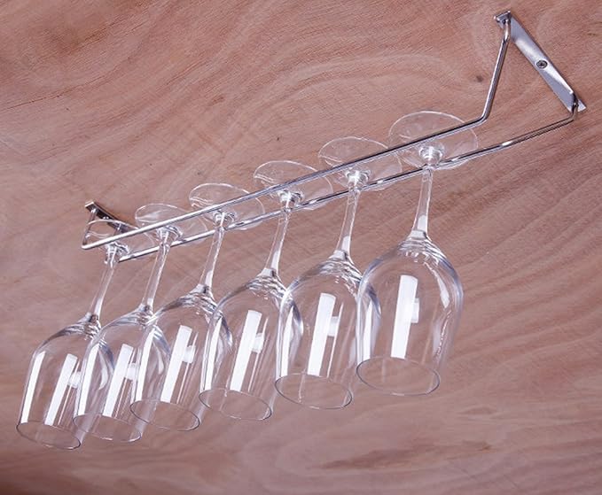27 cm stainless steel wine glass holder rack, chrome wine glass holders under cabinet, 1 piece (1 row)
