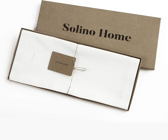 Solino Home White Cotton Linen Table Runner 132 Inches Long - Elegant Machine Washable Dining Table Runner 14x132 Inch for Summer Decor & 4th of July - Dru