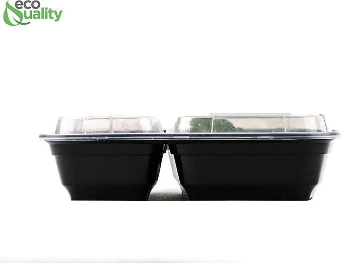 EcoQuality Meal Prep Containers [200Pack] [38oz] 2 Compartment with Lids, Reusable Bento Box, Food Storage Containers | BPA Free | Stackable | Lunch Boxes,Microwave/Dishwasher/Freezer Safe