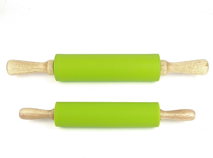 Silicone Rolling Pin for Baking Non-stick Rolling Pin Dough Roller Wooden Handle Kitchen Accessories Pastry Roller