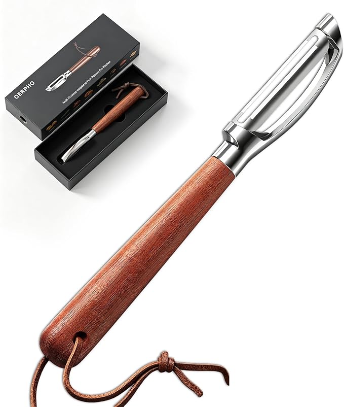 Vegetable Peeler, Premium I-Shape Potato Peeler, Stainless Steel Multifunctional Kitchen Peeler Real Wood Handle Ultra Sharp Blade Vegetable, Potato, Fruit