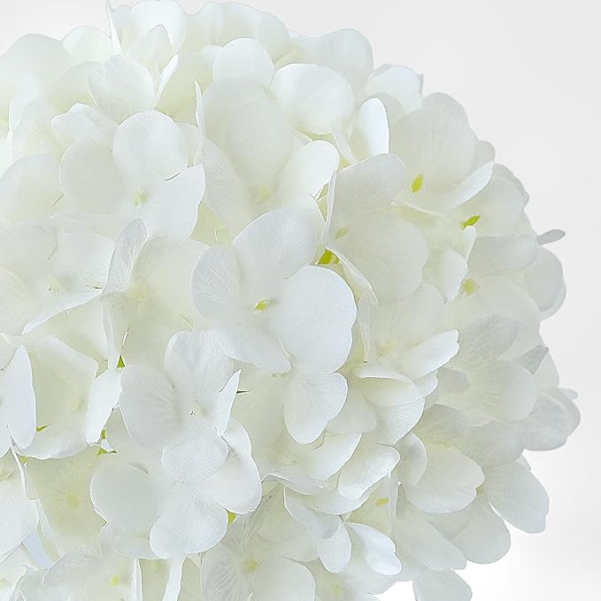 JINWOE White Hydrangea Artificial Flowers,4PCS 21" Large Silk Outdoor Artificial Hydrangeas Faux Flower, Lifelike Fake Flower with Stems Bouquets Arrangement for Home Table Centerpieces Wedding Porch