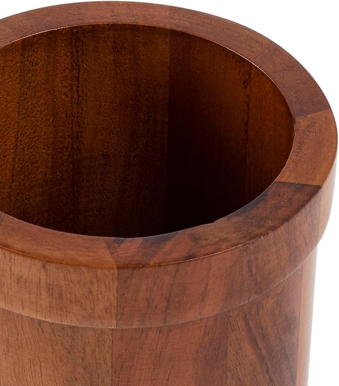 Wood Utensil Holder 7" Kitchen Utensil Storage for Counter Top Kitchen Décor Natural Finish Brown.