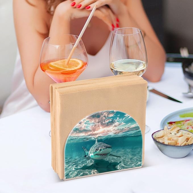 Napkin Holder Acrylic Napkin Holder for Table Kitchen Party Restaurant U Shaped Upright Napkin Dispenser Organizer Shark Ocean